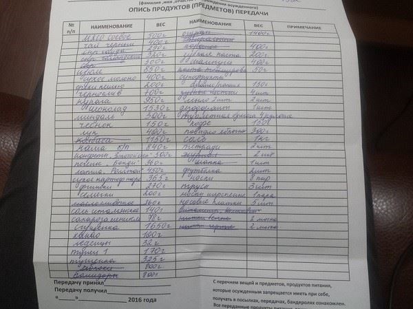 Помощь при отправке посылок в места лишения свободы