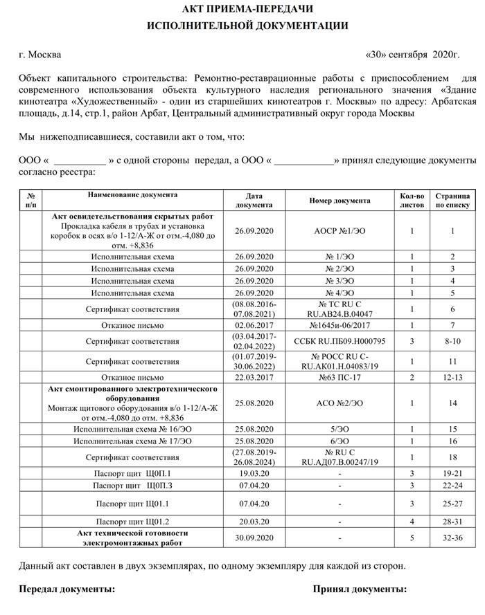 Состав исполнительной документации в соответствии с новым порядком