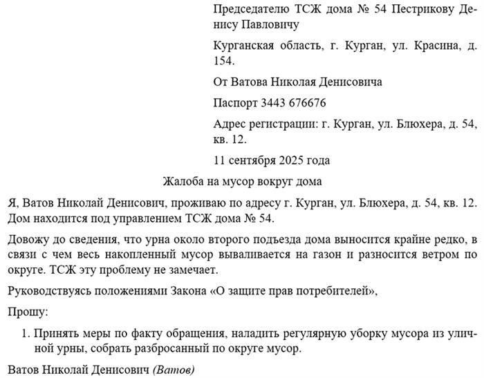 Жалоба как документ